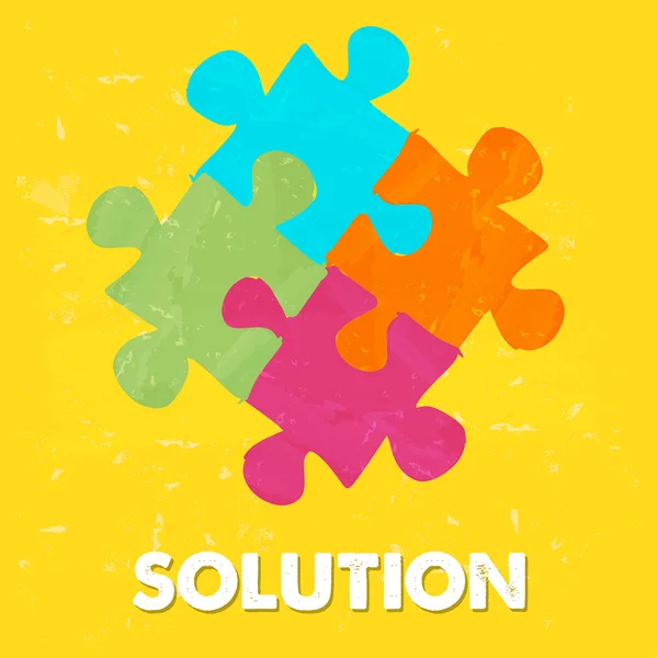 Solution and puzzle pieces in grunge drawn style — Stock Photo, Image