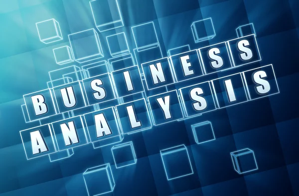 Business analysis in blue glass cubes — Stock Photo, Image