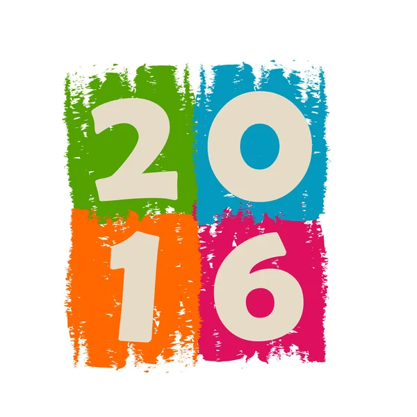 Nuovo anno 2016 in disegnato banner colorato — Foto Stock