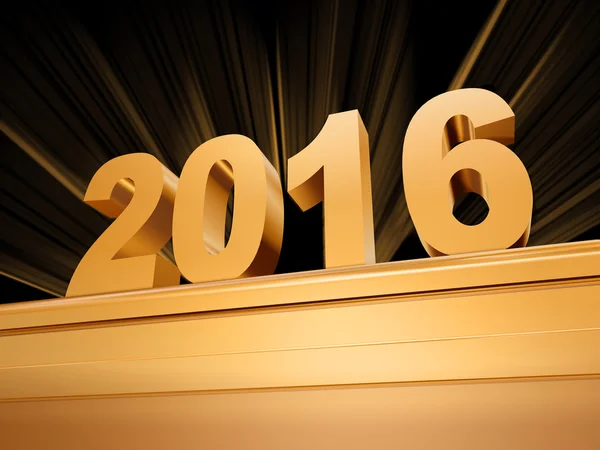 Золотой новый 2016 год на пьедестале — стоковое фото