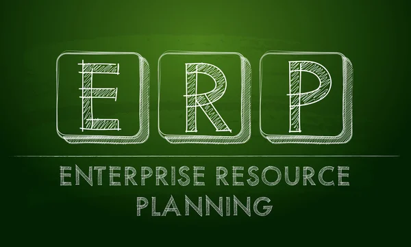Erp 企业资源规划在黑板上 — 图库照片