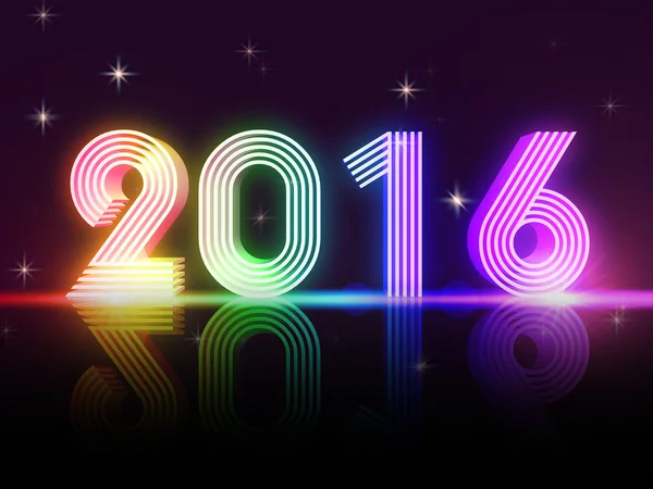 Anno 2016 in figure luminose al neon colorate — Foto Stock