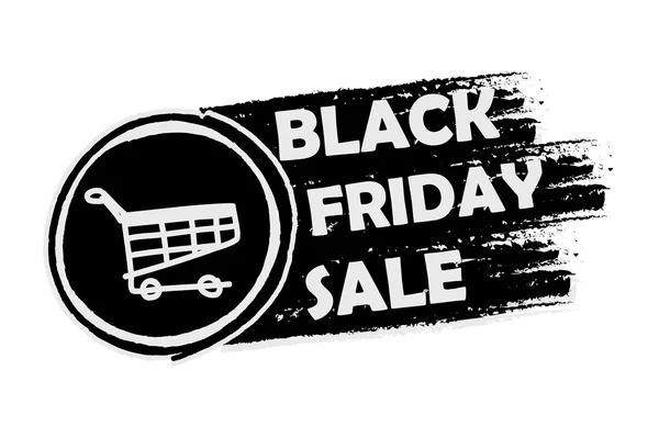 Black friday with shopping cart, drawn banner — Stock Photo, Image