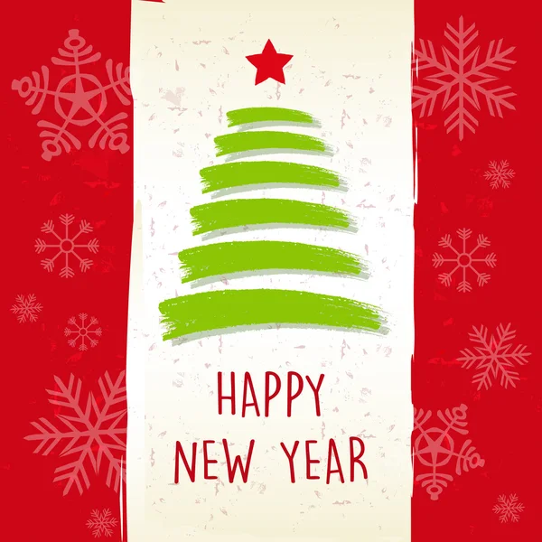 Feliz ano novo em retro moldura bege, cartão de saudação — Fotografia de Stock