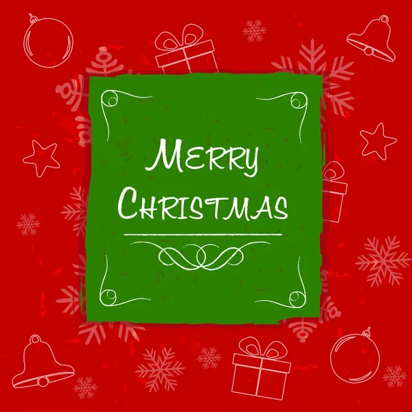 Merry christmas in green frame, greeting card — Stock Photo, Image