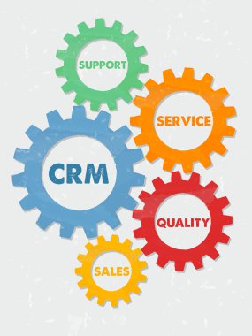 CRM ve iş kavramı kelime grunge tasarım düz vites