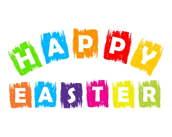 Happy Easter in colorful drawn labels — Stock Photo, Image