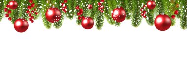 Holly Berry ve Taşaklarıyla Xmas Ağaç Sınırı