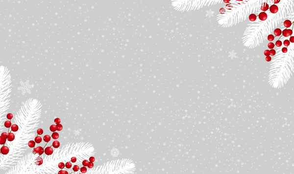 Poster invernale con sfondo bianco Holly Berry — Vettoriale Stock
