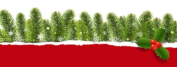 Feliz Natal Fir Tree Fronteira —  Vetores de Stock