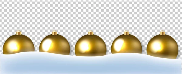 Snow Border with New Year Balls Transparent Background — Stockový vektor