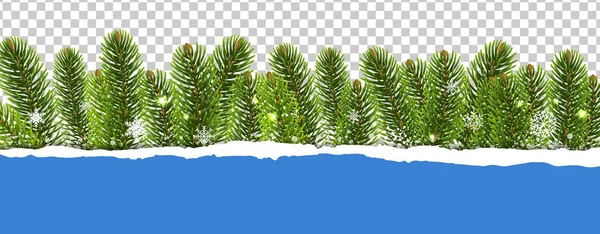 Feliz Natal Fir Árvore Fronteira Azul Fundo — Vetor de Stock