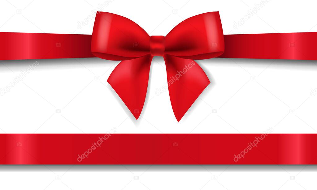 Red Bow Isolated White Background