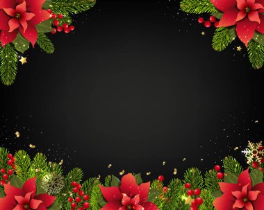 Noel Kartpostalı ve Ağaç Dalları Kenarları