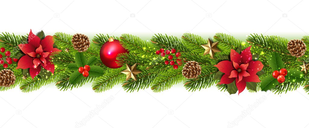 Christmas Garland With White Background