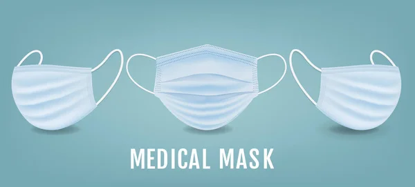 Banner de máscara médica con fondo de menta — Vector de stock