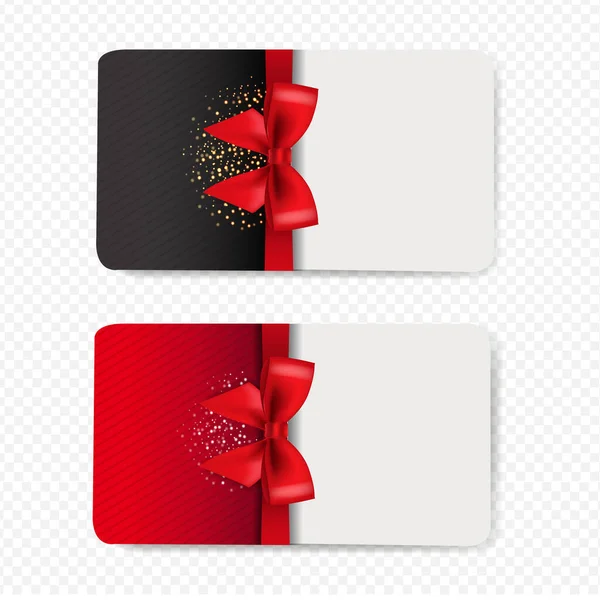 Twee Gift Cards Set Afzonderlijke Transparante Achtergrond — Stockvector