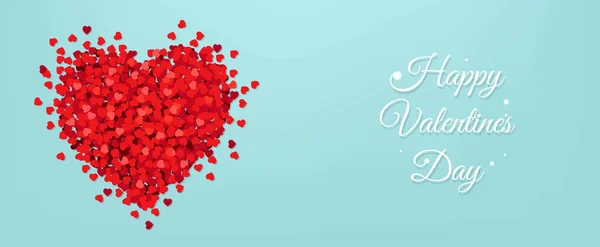 Valentines Day Postcard with Red Hearts Blue Background — стоковий вектор