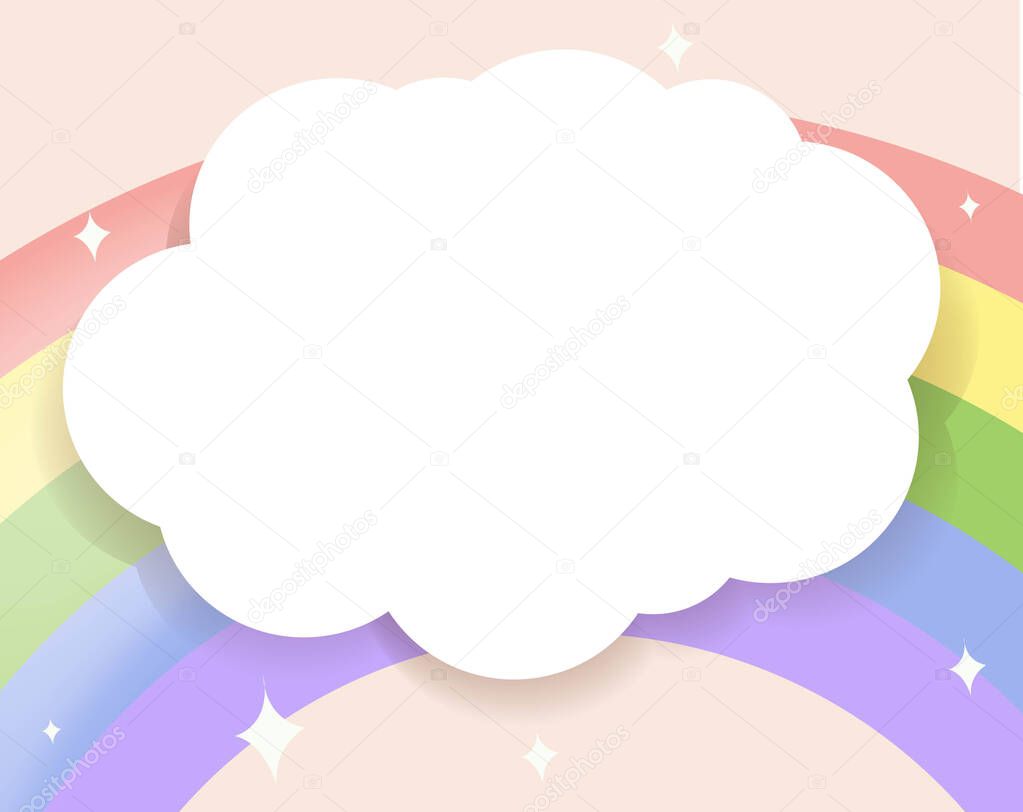 Cartoon Rainbow With Stars And Clouds