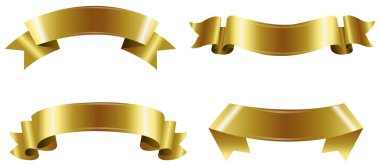 Altın Kurdeleler İzole Edilmiş Beyaz Arkaplan