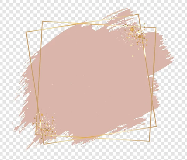 Pintura rosa com moldura dourada Fundo transparente — Vetor de Stock