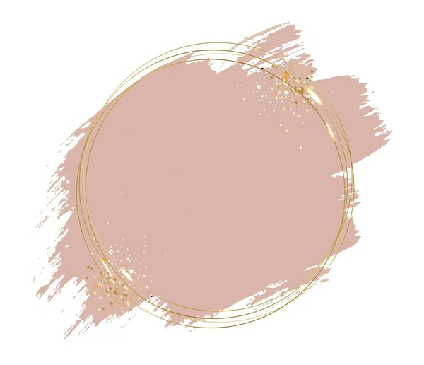 Pintura rosa con fondo blanco de bola de marco de oro — Vector de stock