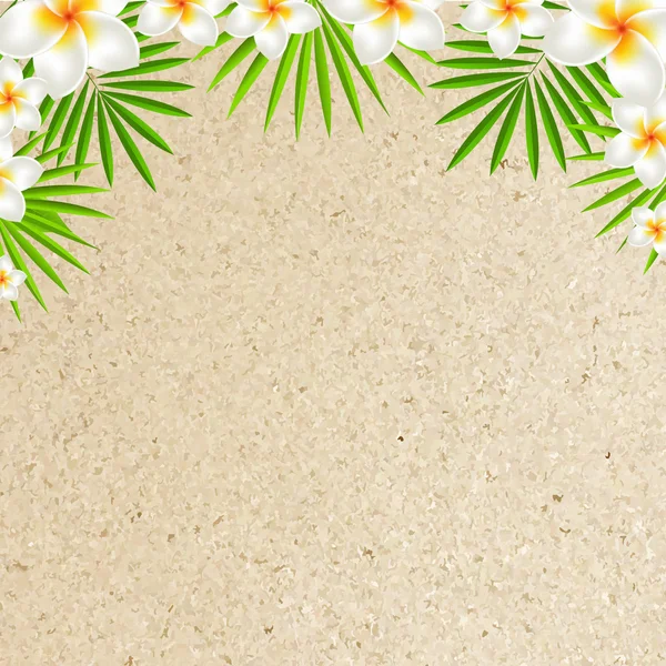 Sfondo di sabbia con Frangipani — Vettoriale Stock