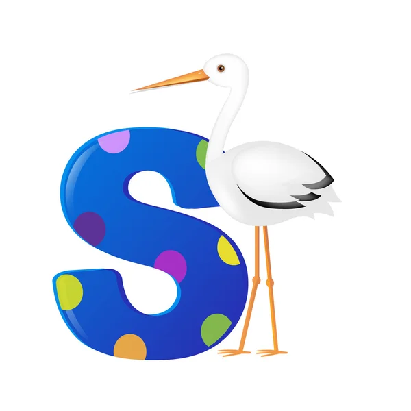 Alfabet med Stork — Stock vektor
