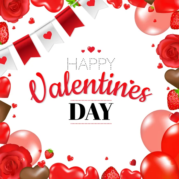 Щасливий день Святого Валентина кордону з серця та стрічки — стоковий вектор