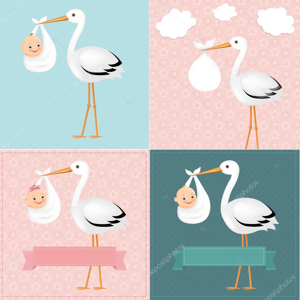Stork With Baby Set