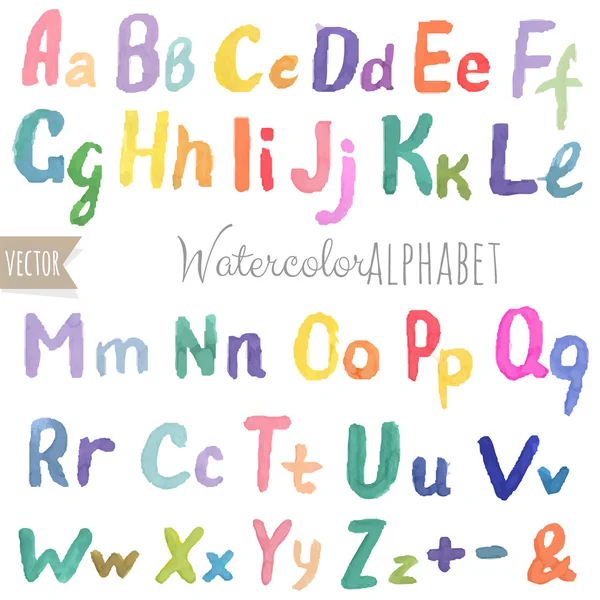 Aquarell-Alphabet — Stockvektor