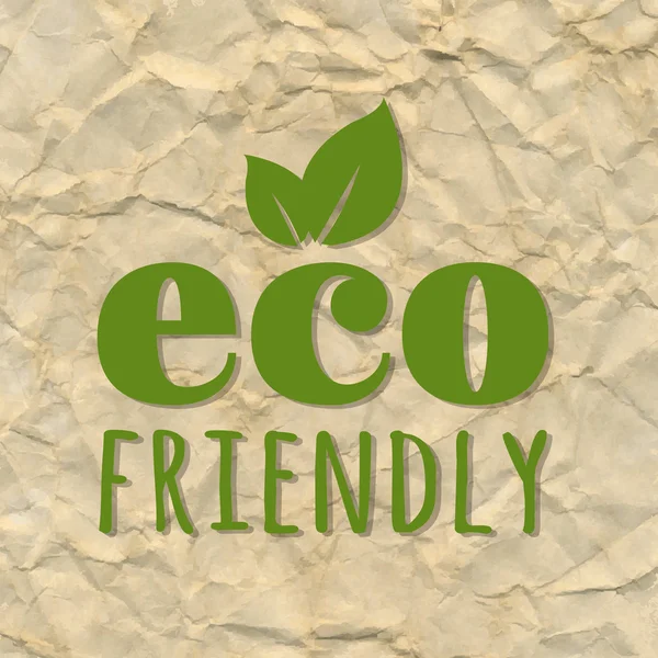 Papel marrón triturado con etiqueta ecológica verde — Vector de stock