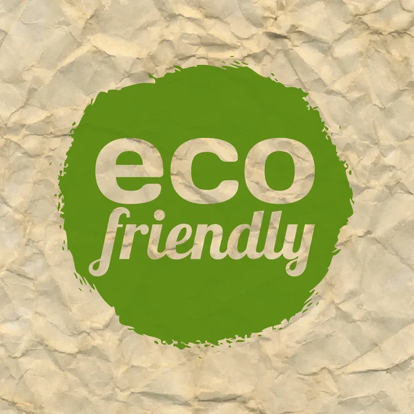 Papel marrón triturado con etiqueta verde Eco — Vector de stock