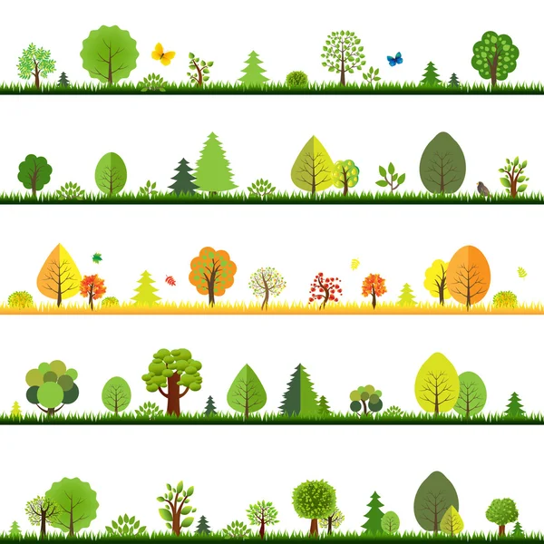 Trees Borders — Stock Illustration Trees Borders Vector Graphics
