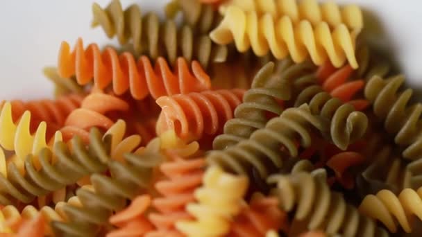 Colored Fresh Raw Pasta Close Slow Motion — Stock Video