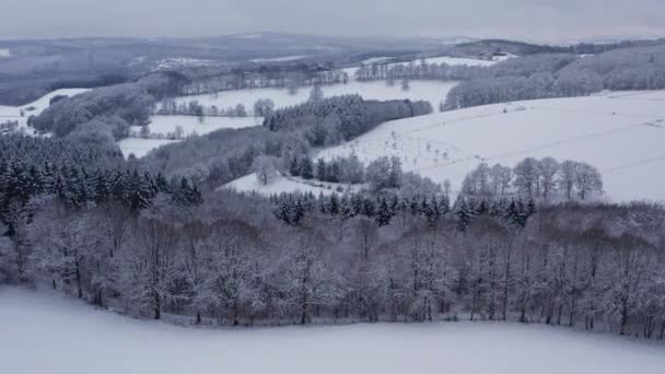 Het Siegerland Winterlandschap Duitsland Van Bovenaf — Stockvideo