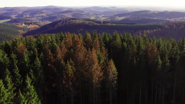 Rothaargebirge Hegyek Sauerland Németországban Felülről — Stock videók