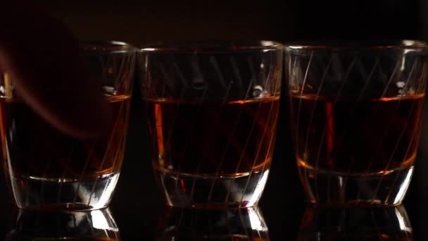 Tres Chupitos Aguardiente Siendo Recogido Rápido — Vídeos de Stock