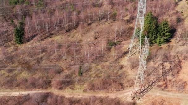 Torres Alta Tensión Líneas Eléctricas Desde Arriba — Vídeos de Stock