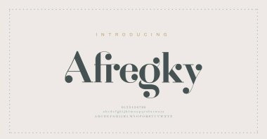 Zarif alfabe harfleri yazı tipi ve numarası. Klasik Harfler Minimum Moda Tasarımı. Tipografi modern serif yazı tipleri normal dekoratif vintage konsepti. vektör illüstrasyonu