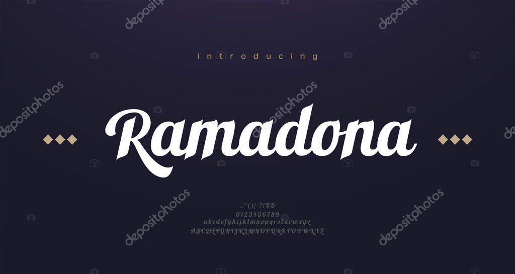 Arabic style font alphabet letters. Elegant arabian classic lettering. Typography modern serif fonts decorative asian design concept. vector illustration