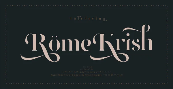 Luxusní Klasické Písmo Číslo Abecedy Typografie Elegantní Svatební Písmo Serif — Stockový vektor