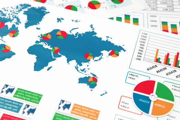 Gráficos e gráficos em papel no relatório — Fotografia de Stock
