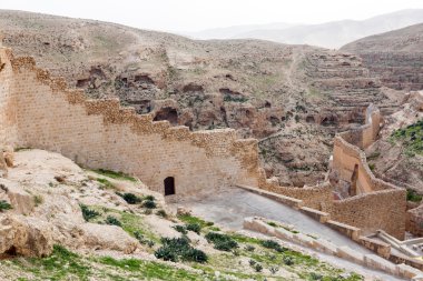 Marsaba monastery and mountains around clipart