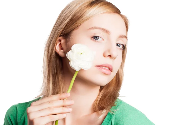 çiçek ile sarışın