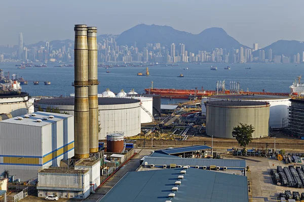 Coal power station and oil tank — Stock Photo, Image