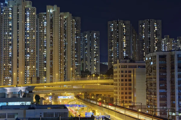 夜に香港市は — ストック写真