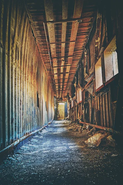 Old abandoned ruin factory damage building inside — Stock Photo, Image