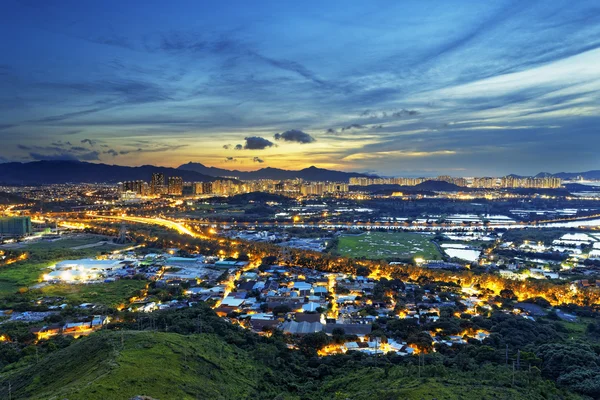 Hong kong yuen langer Sonnenuntergang in der Innenstadt — Stockfoto