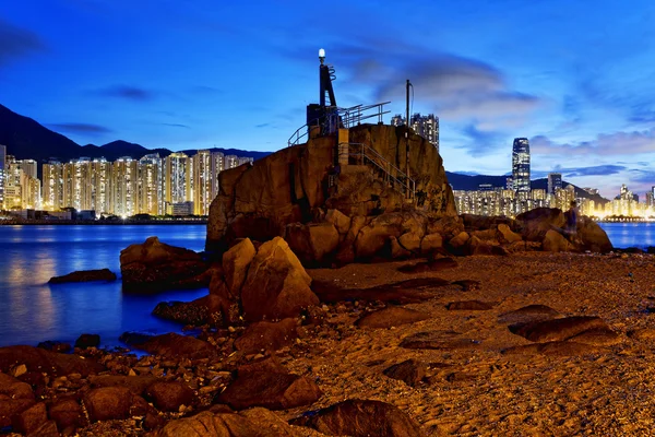 Coucher de soleil à Hong Kong Lei Yue Mun — Photo